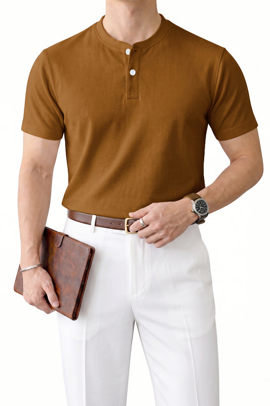 IVAR Tapered Fit Sugar Brown Henley