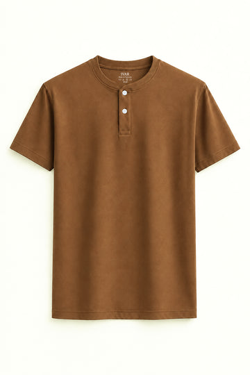 IVAR Tapered Fit Sugar Brown Henley