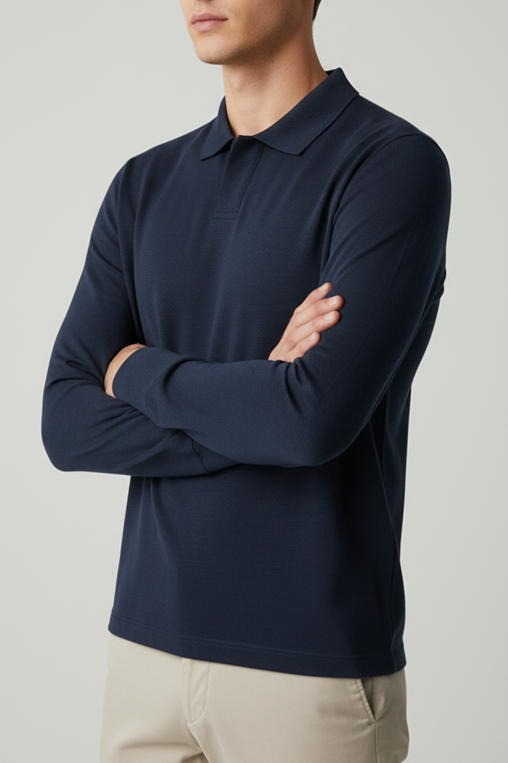 IVAR® Teal Blue Full Sleeve Johnny Collar Polo
