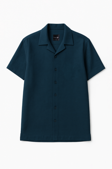 IVAR®  Teal Jacquard Cuban Collar Shirt