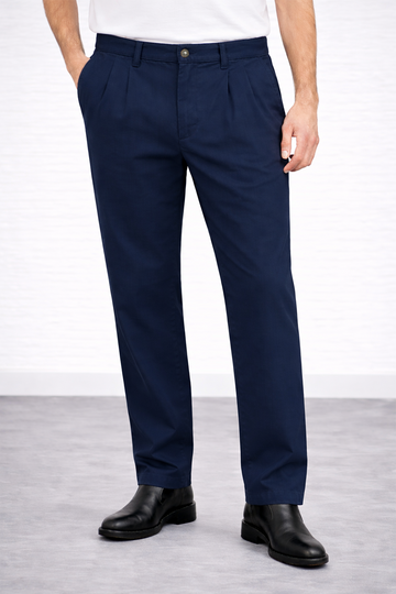 IVAR® Teal Twill Straight Fit Pleated Pants