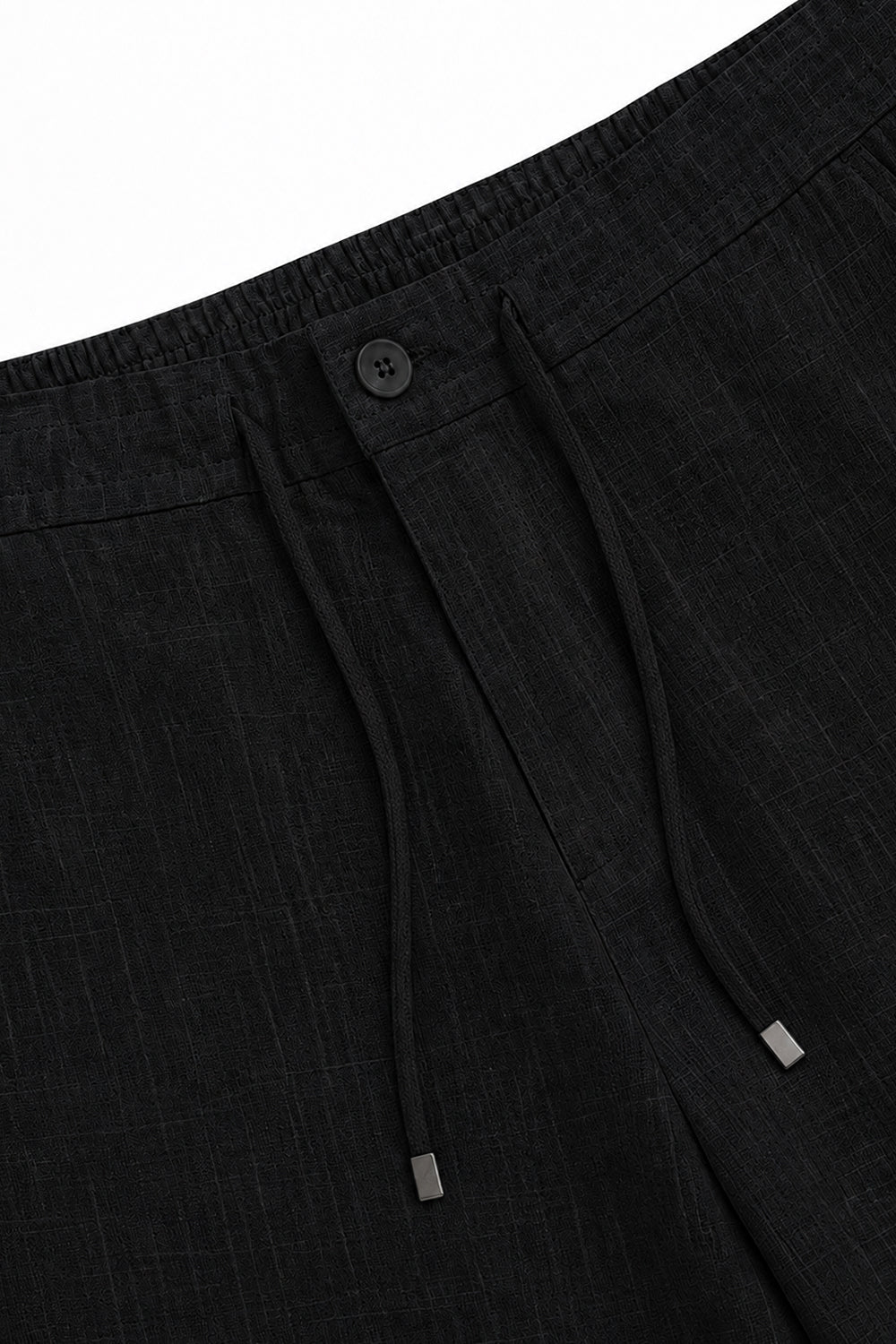 IVAR Black Textured Linen Pant - Pocket Close-Up Detail - IVAR Clothing