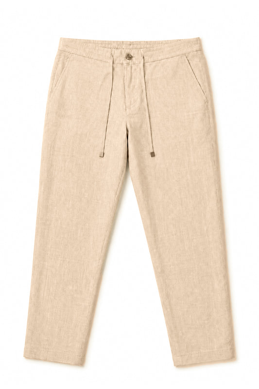 IVAR Khaki Textured Linen Pant