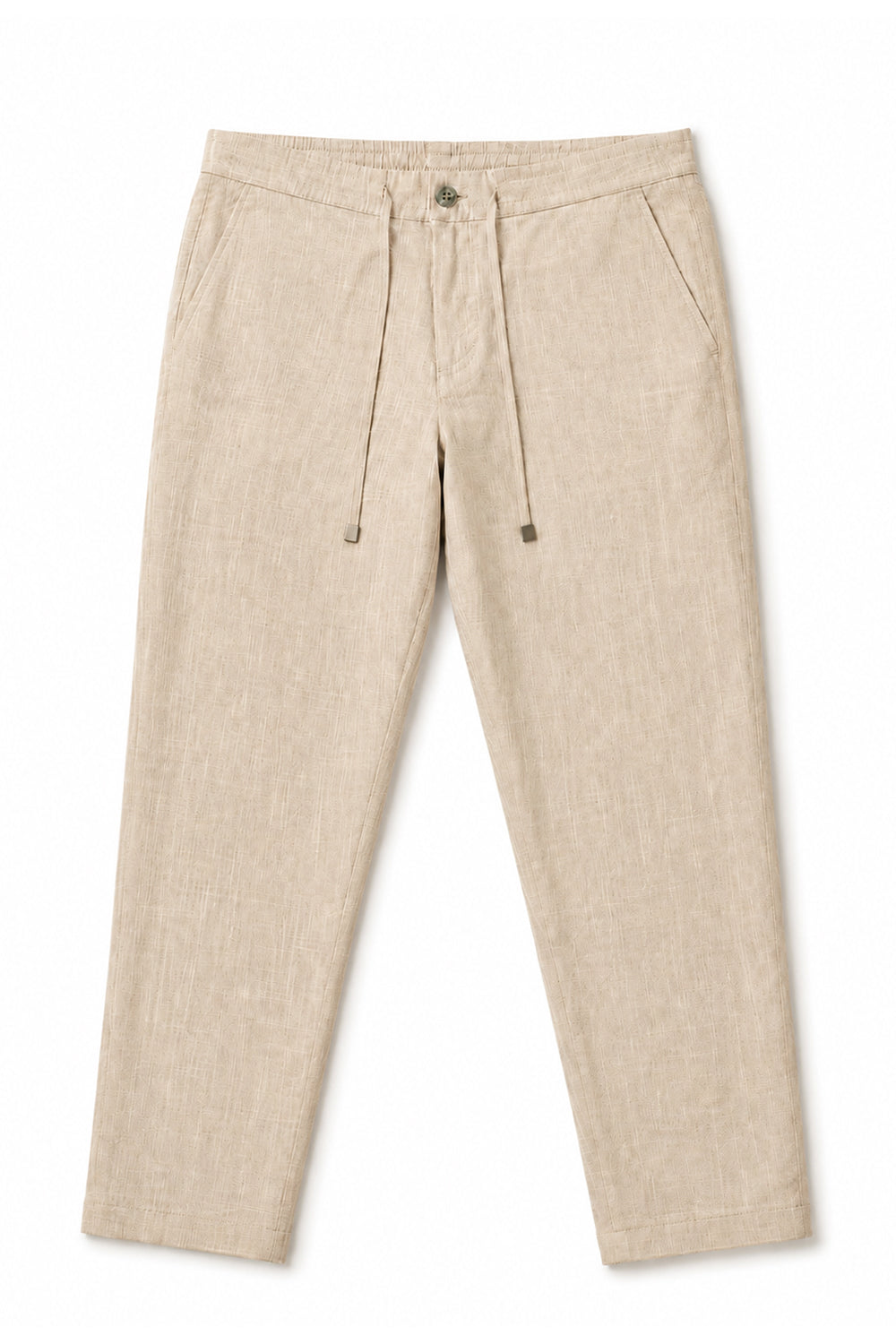 IVAR Dark Khaki Textured Linen Pant - Flat Lay - IVAR Clothing