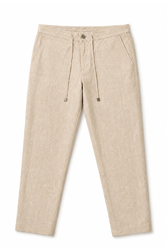 IVAR Dark Khaki Textured Linen Pant - Flat Lay - IVAR Clothing