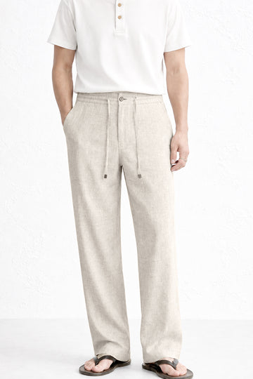 IVAR Oatmeal Textured Linen Pant