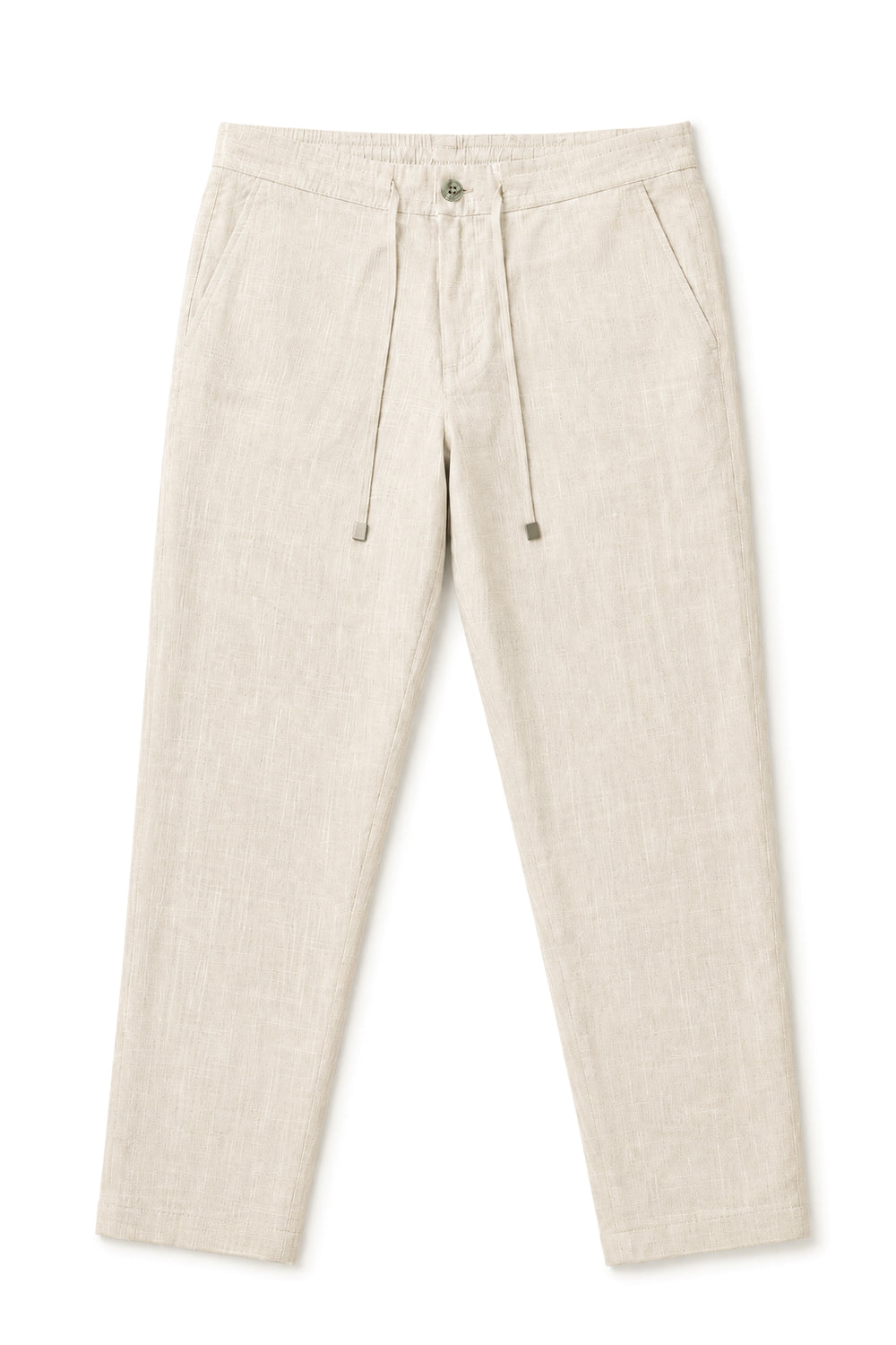IVAR White Textured Linen Pant - Flat Lay - IVAR Clothing