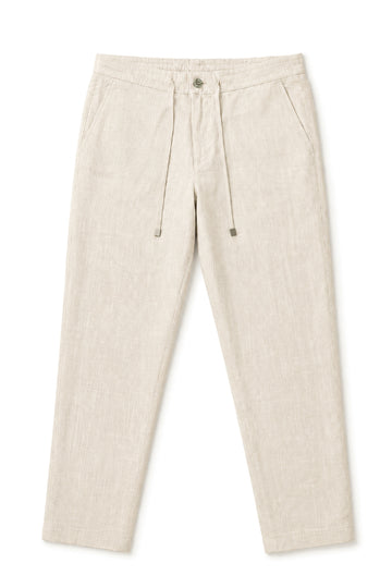 IVAR White Textured Linen Pant - Flat Lay - IVAR Clothing