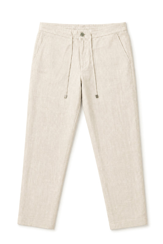 IVAR White Textured Linen Pant - Flat Lay - IVAR Clothing
