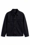 IVAR Black Timeless Denim Jacket, flat lay front view
