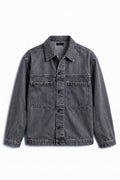 IVAR Grey Timeless Denim Jacket, flat lay front view