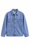 IVAR Washed Blue Timeless Denim Jacket, flat lay front view