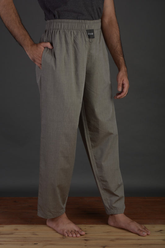 L.A finished Fossil Grey Woven Pajama (100% Cotton)