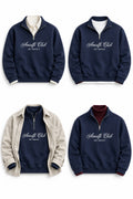IVAR Navy Amalfi Quarter Zipper – navy fleece quarter zip with Amalfi Club lettering, view 4