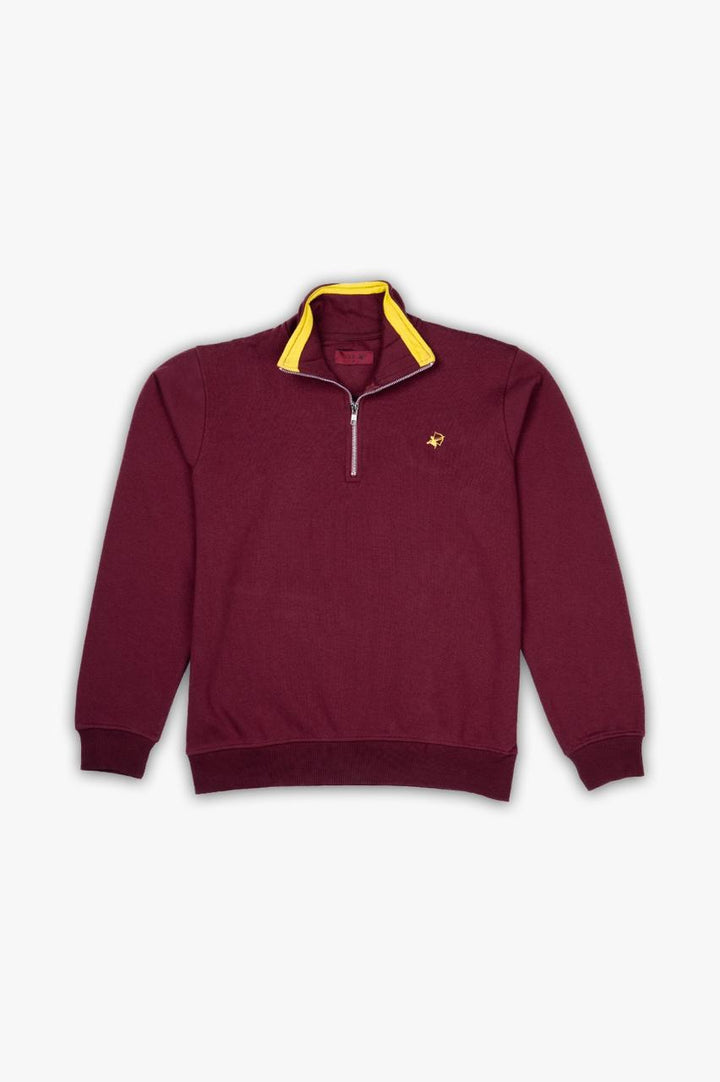 Maroon Half Zipper - Premium Cotton Fleece