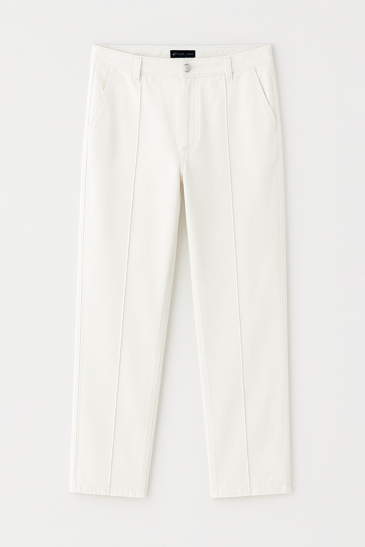 IVAR® French Terry Off White Pleated Denim