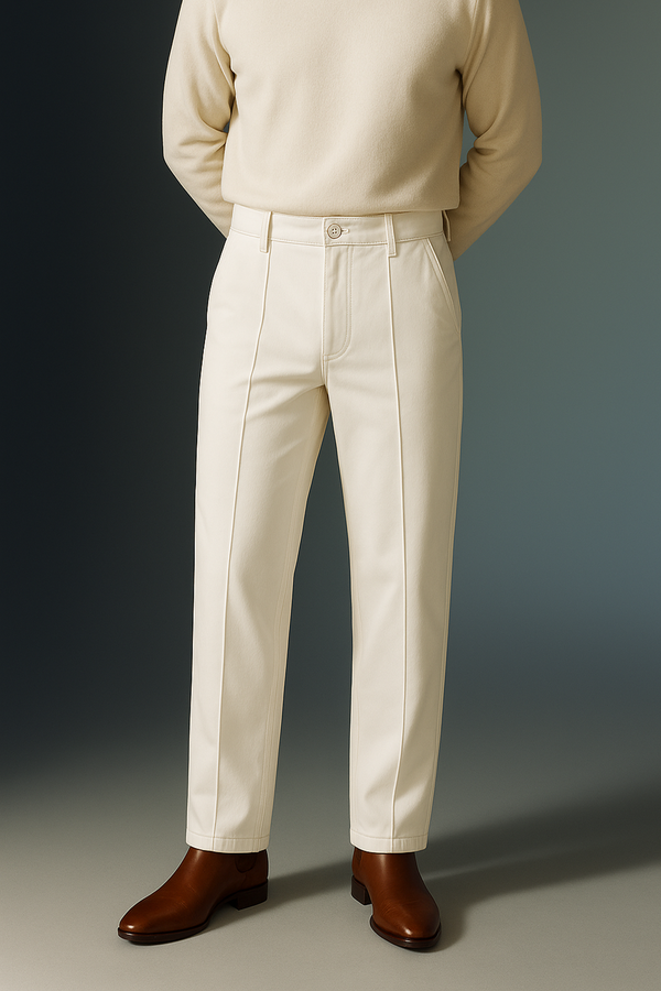 IVAR® French Terry Off White Pleated Denim