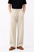 IVAR Beige Wide Leg Heavy Fleece Pants – men's beige wide-leg fleece trousers