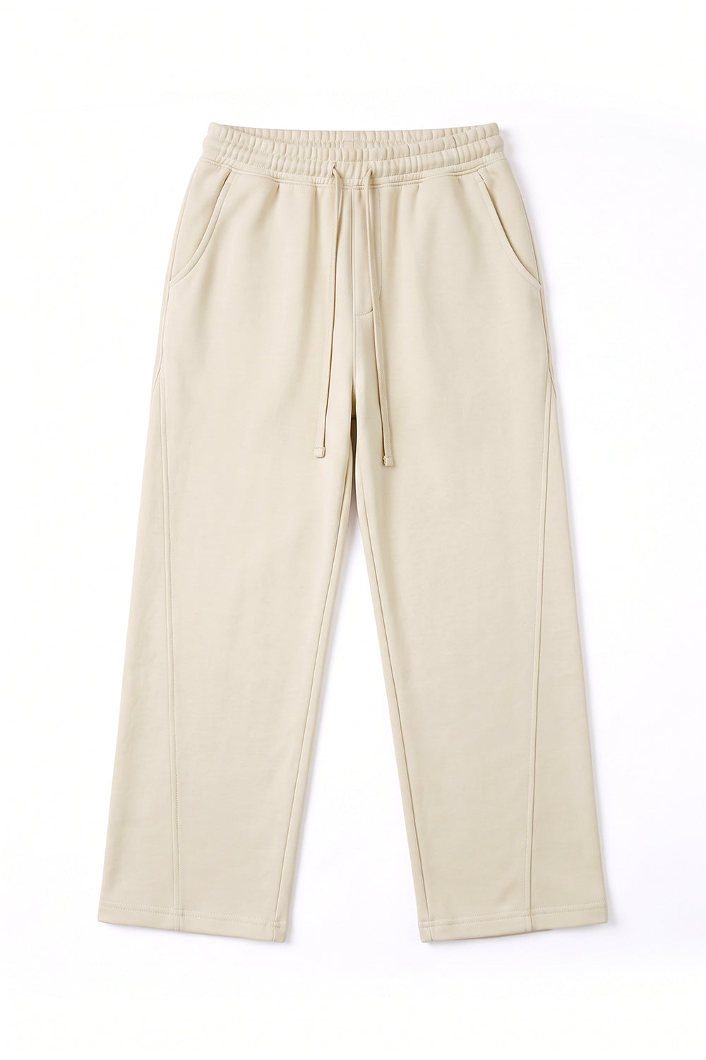 IVAR Beige Wide Leg Heavy Fleece Pants – men's beige wide-leg fleece trousers, view 2