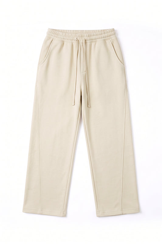 IVAR Beige Wide Leg Heavy Fleece Pants – men's beige wide-leg fleece trousers, view 2