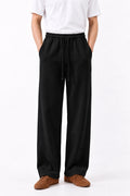IVAR Black Wide Leg Heavy Fleece Pants – men's black wide-leg fleece trousers