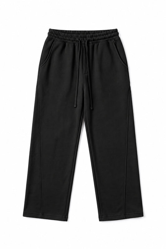 IVAR Black Wide Leg Heavy Fleece Pants – men's black wide-leg fleece trousers, view 2
