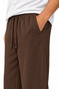 IVAR Brown Wide Leg Heavy Fleece Pants – men's brown wide-leg fleece trousers, view 4