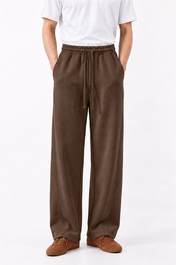 IVAR Brown Wide Leg Heavy Fleece Pants – men's brown wide-leg fleece trousers