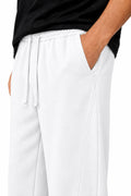 IVAR White Wide Leg Heavy Fleece Pants – men's white wide-leg fleece trousers, view 4