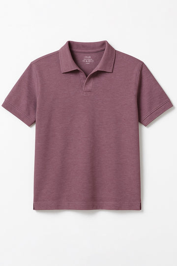 IVAR® Heather Wine Johnny Collar Polo