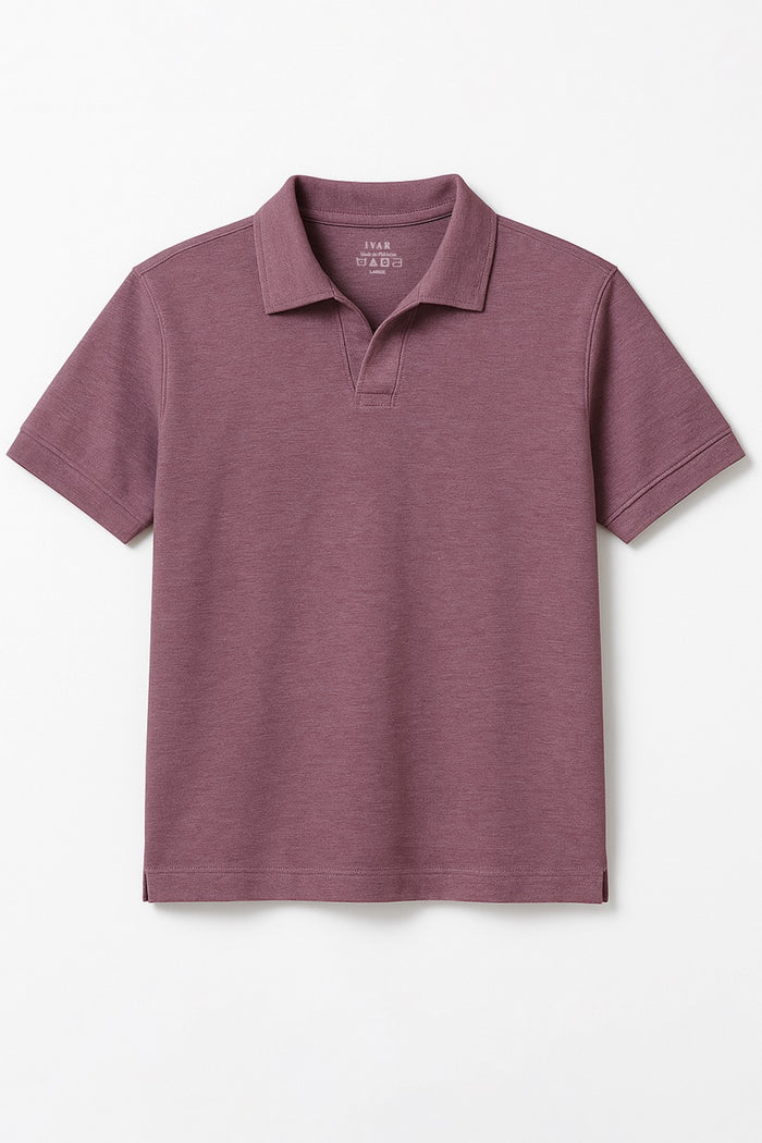 IVAR® Heather Wine Johnny Collar Polo