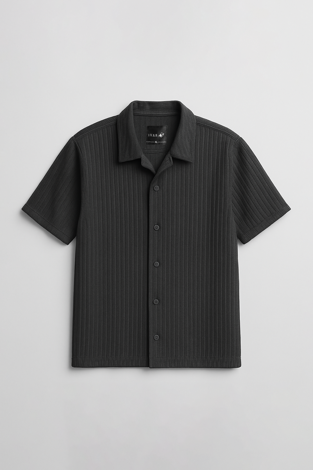 IVAR® Black Loop Back Knit Cuban Collar Shirt