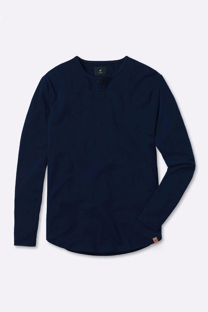 IVAR® Navy Heatlock Curved Hem Henley