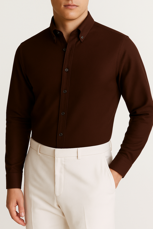 IVAR® Non Iron Chocolate Brown Slim Fit Shirt