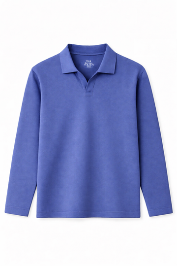 IVAR® Ink Blue Full Sleeve Johnny Collar Polo