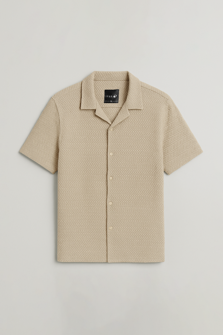 IVAR® Luxe Oat Zigzag Cuban Collar Shirt
