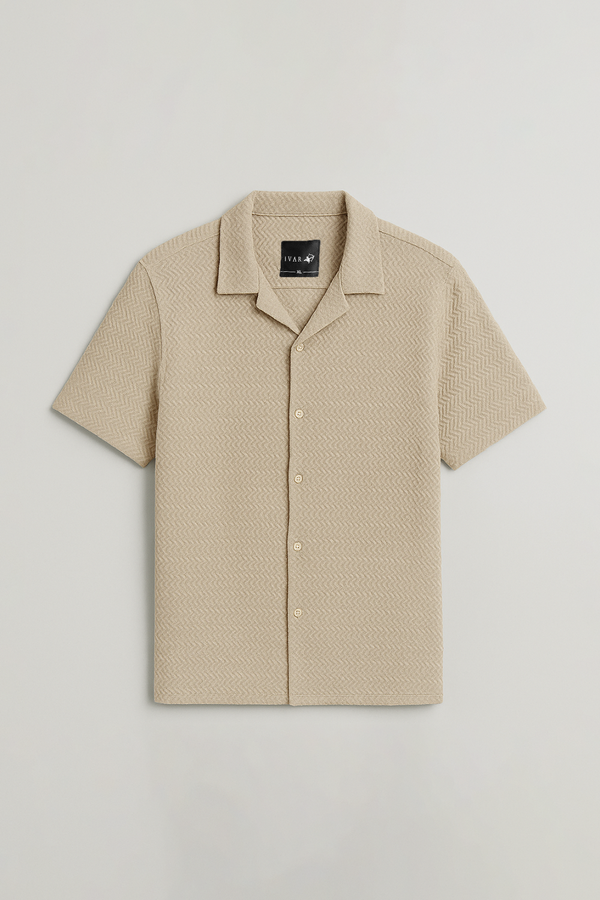 IVAR® Luxe Oat Zigzag Cuban Collar Shirt