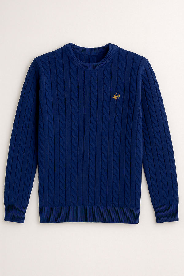 IVAR® Navy Cable Knit - Wool style sweater