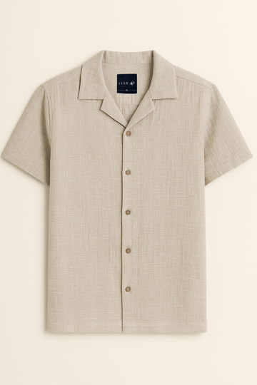 IVAR® Oat Meal Cuban Collar Shirt