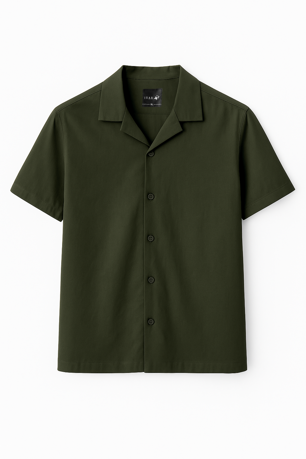 IVAR® Olive Green Cuban Collar Shirt