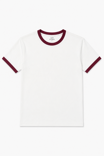 IVAR® White Ft Maroon Ringer Tshirt
