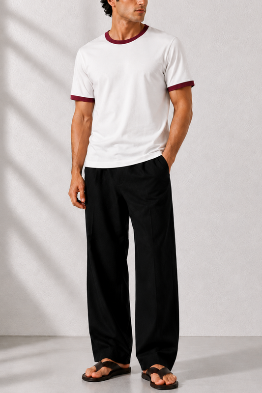 IVAR® White Ft Maroon Ringer Tshirt