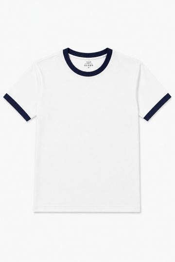 IVAR® White Ft Navy Ringer Tshirt