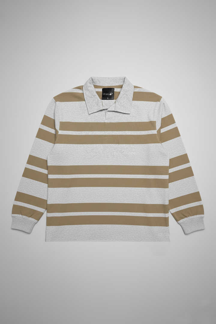 IVAR® Sand Stone Dual Line Full Sleeve Rugby Polo