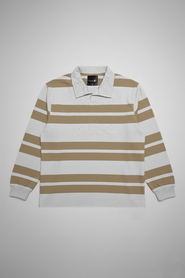 IVAR® Sand Stone Dual Line Full Sleeve Rugby Polo
