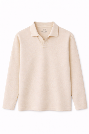 IVAR®  Skin Textured Full Sleeve Johnny Collar Polo