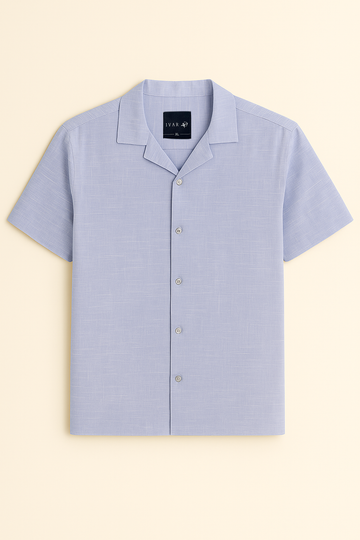 IVAR® Sky Blue Cuban Collar Shirt
