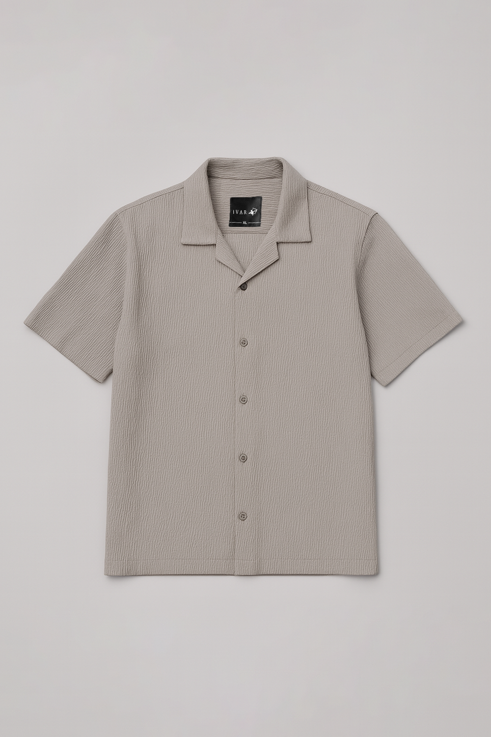 IVAR® Slate Grey Crinkled Cuban Collar Shirt