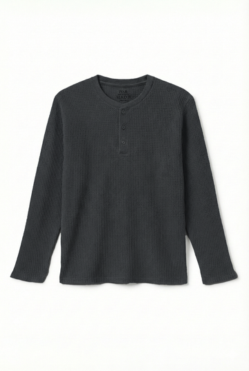 IVAR® Smoke Grey Waffle Knit Full Sleeve Henley