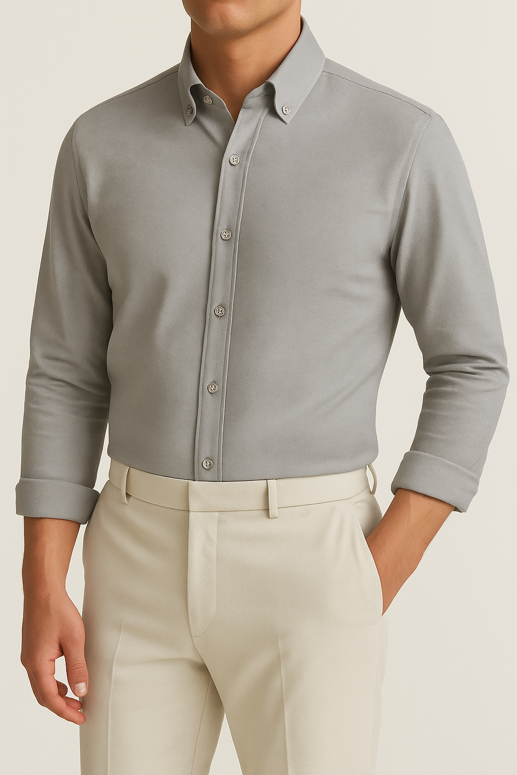 IVAR® Non Iron Stone Grey Slim Fit Shirt